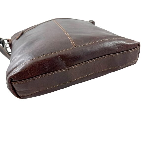 Jack Georges Voyager Messenger Crossbody Bag Distressed Brown Leather Unisex - Picture 7 of 8